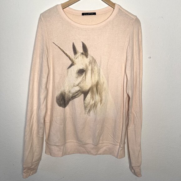 Wildfox Unicorn Thin Sweater size Small, peach/creme pink - Only one on Posh - Picture 1 of 5